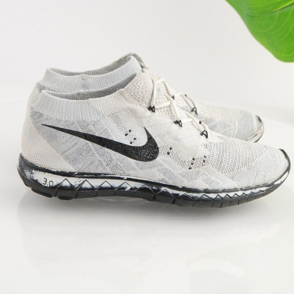 Nike Free Women's 3.0 Flyknit Running Shoe Size 8.5 Mid Gray White Black - Picture 5 of 13